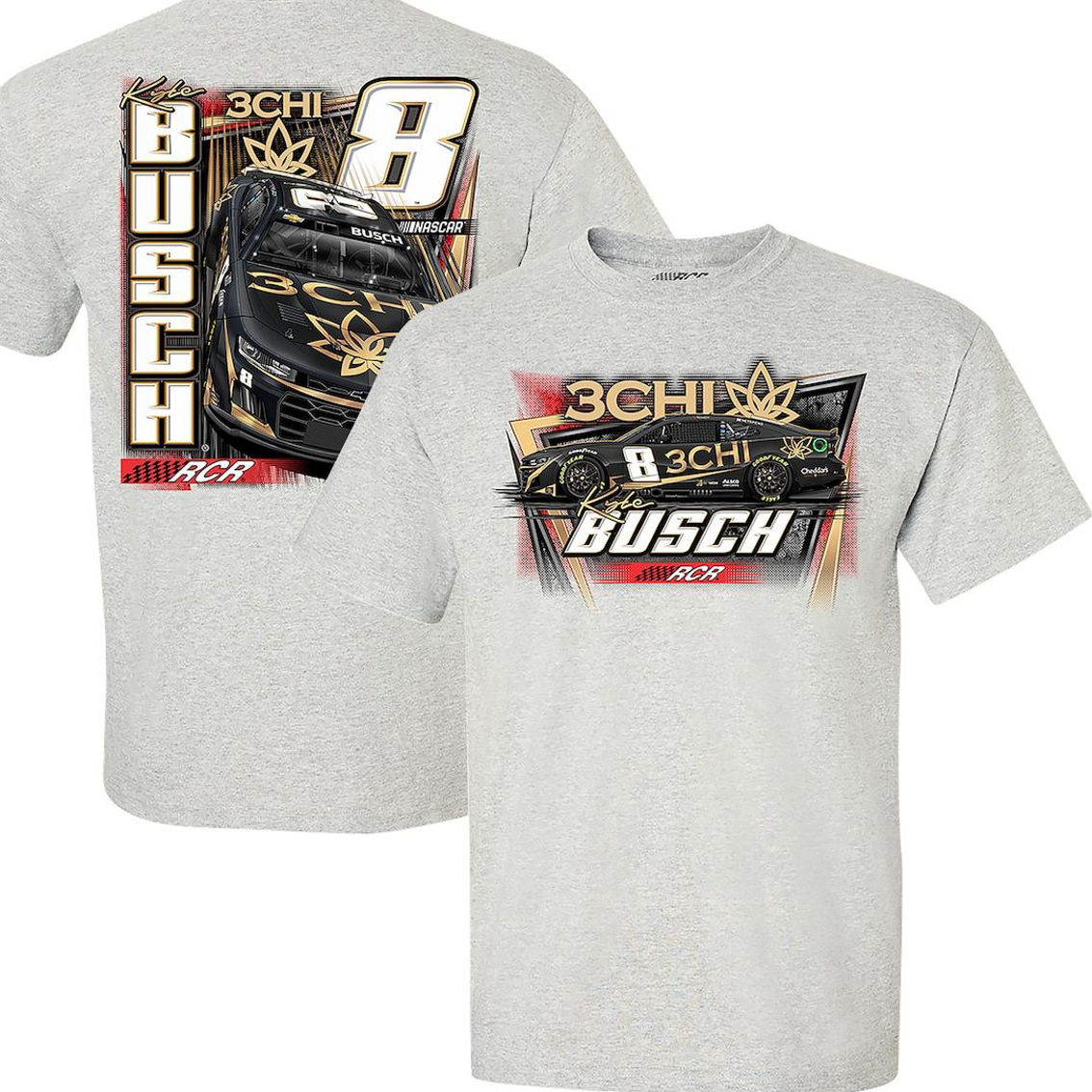 Richard Childress Racing Team Collection Men's Richard Childress Racing Team Collection Heather Gray Kyle Busch 3CHI Car T-Shirt - Image 2 of 4