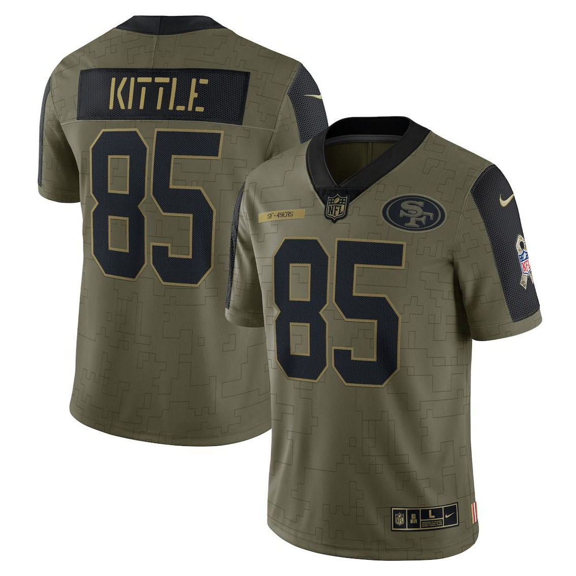 Nike Men's George Kittle Olive San Francisco 49ers 2021 Salute To Service Limited Player Jersey - Image 2 of 4