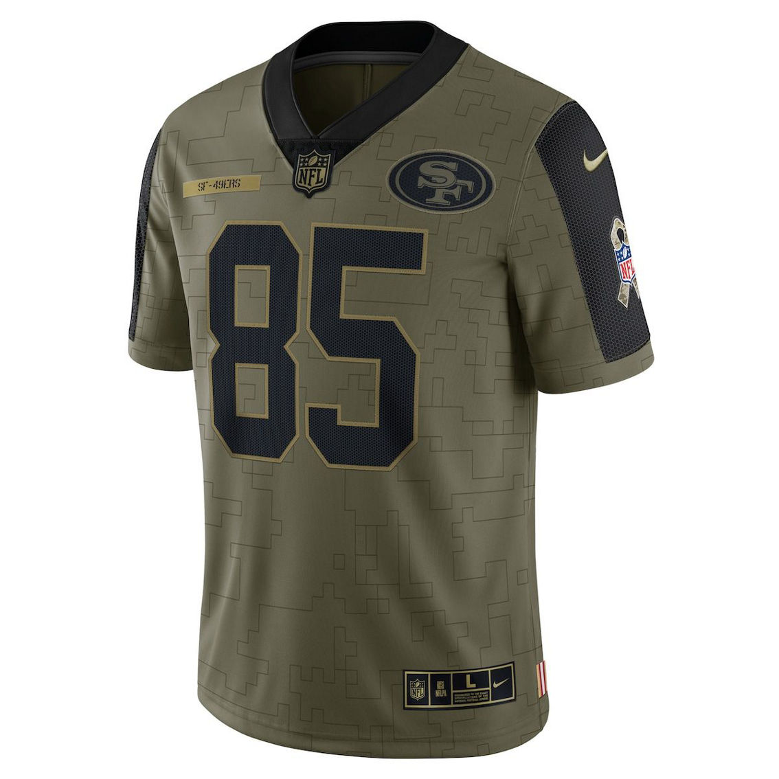 Nike Men's George Kittle Olive San Francisco 49ers 2021 Salute To Service Limited Player Jersey - Image 3 of 4