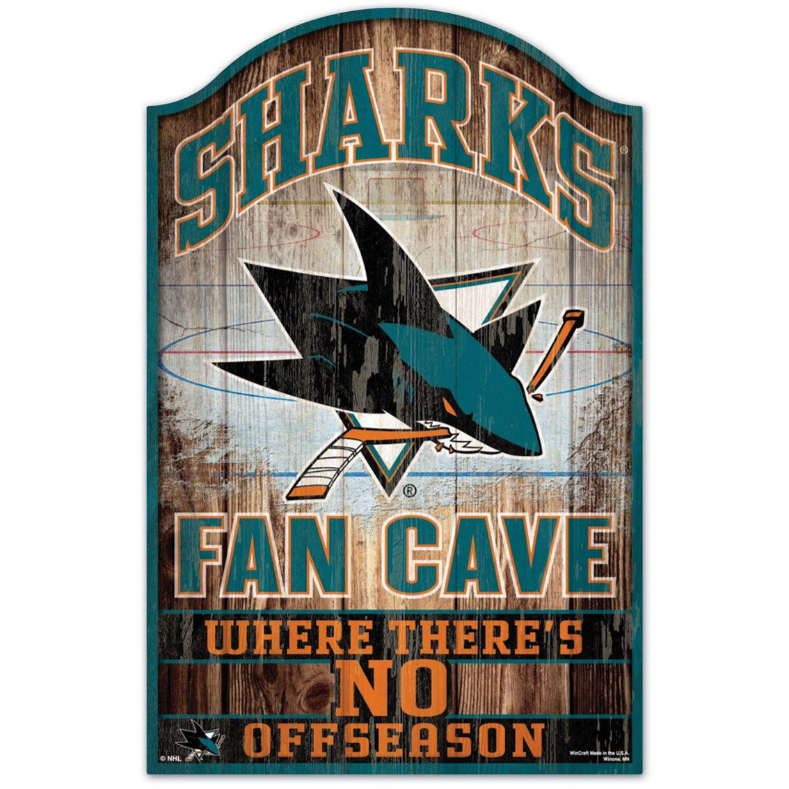 WinCraft San Jose Sharks 11'' x 17'' Fan Cave Wood Sign - Image 2 of 2