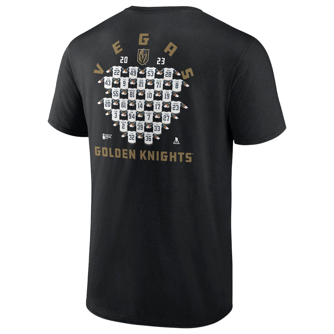 Fanatics Branded Men's Black Vegas Golden Knights 2023 Stanley Cup s Jersey Roster T-Shirt - Image 4 of 4