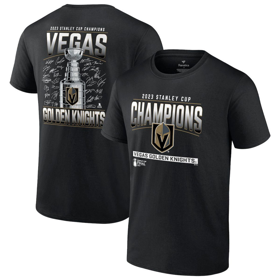 Fanatics Branded Men's Black Vegas Golden Knights 2023 Stanley Cup s Signature Roster T-Shirt - Image 2 of 4