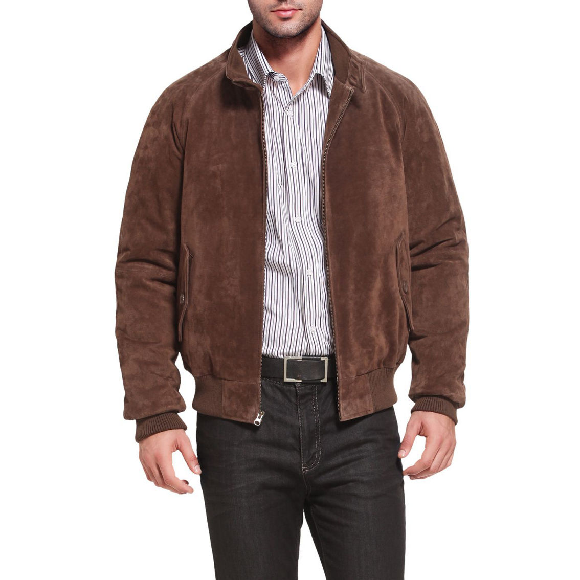 Landing Leathers Men WWII Suede Leather Bomber Jacket - Big & Tall