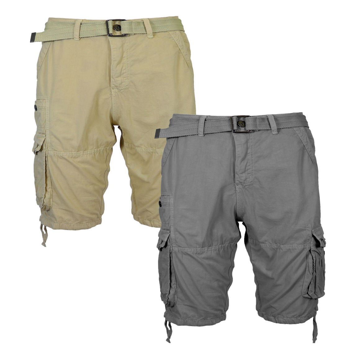 2-Pack Men's Vintage Cotton Cargo Belted Shorts (Sizes, 30-42)