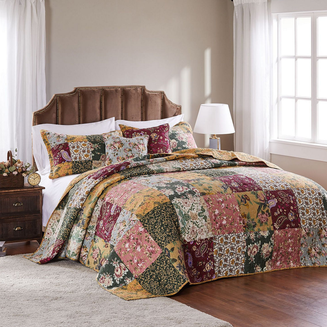 Greenland Home Antique Chic 100% Cotton Patchwork Bedspread Set - Image 2 of 4