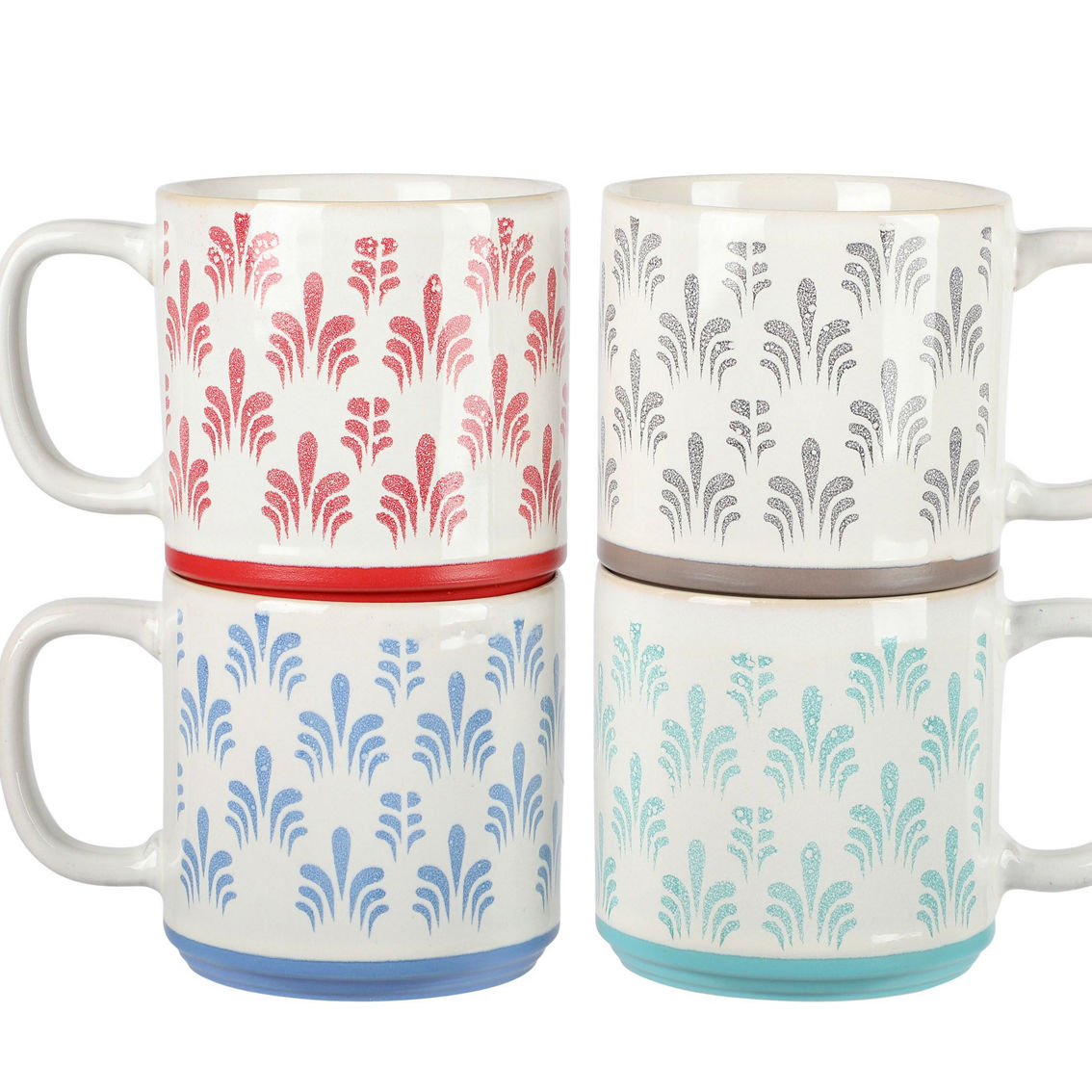 Gibson Home Morning Mist 4 Piece 18 Ounce Stoneware Mug Set in Assorted Colors - Image 1 of 5