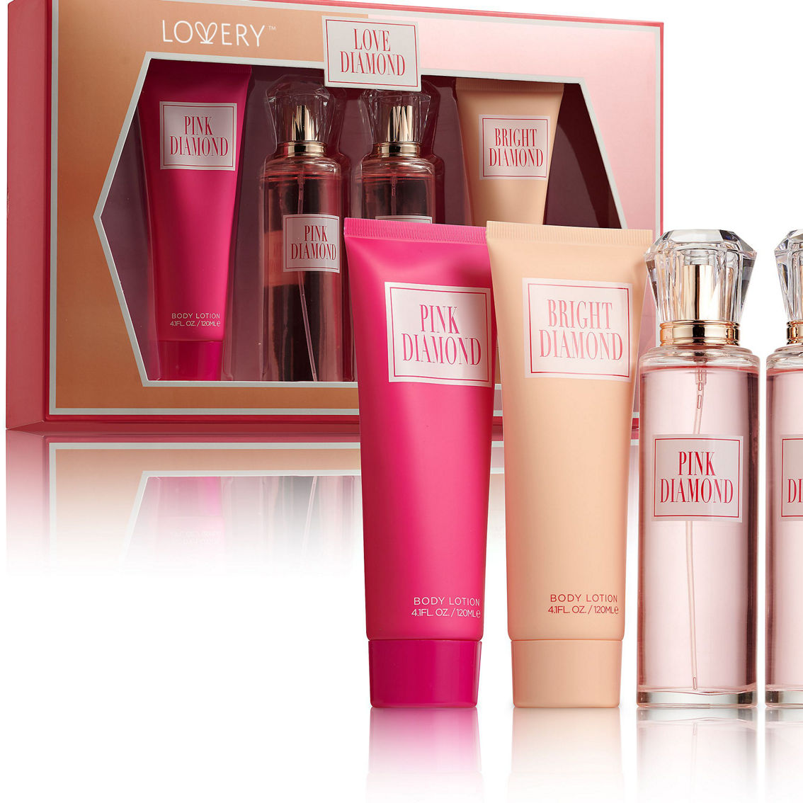 Lovery Pink Diamonds Deluxe 4 pc Home Spa Gift Set - Bath and Body Selfcare - Image 1 of 3