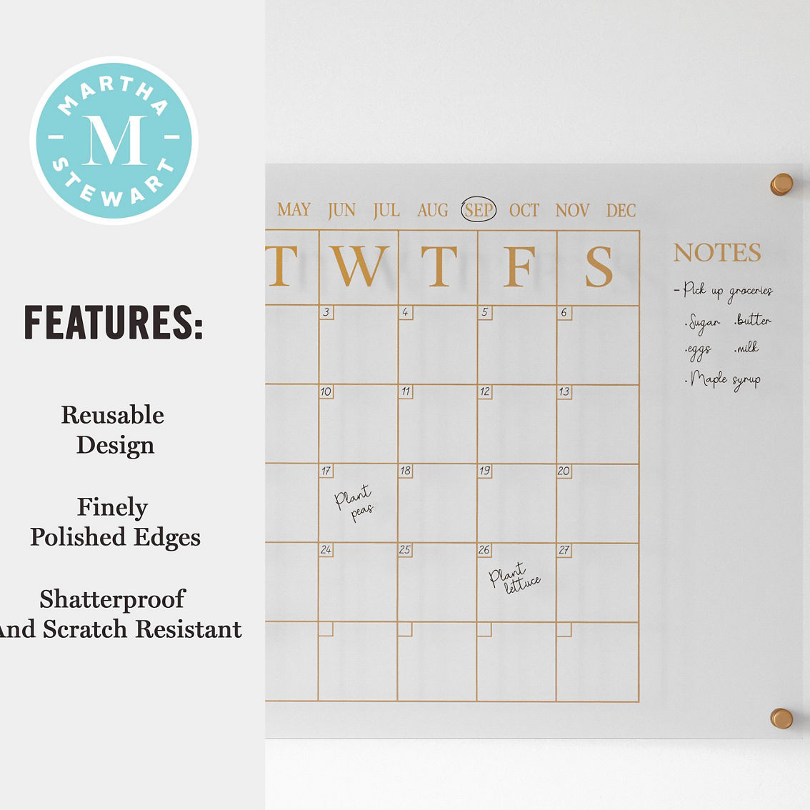 Martha Stewart Acrylic Monthly Wall Calendar with Notes - Image 5 of 5