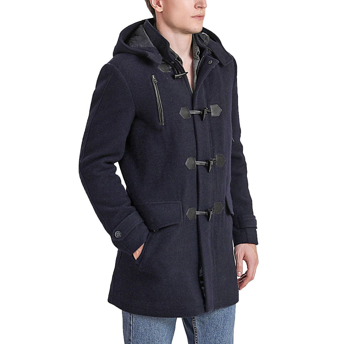 BGSD Men Tyson Wool Blend Leather Trimmed Toggle Coat - Regular & Tall - Image 2 of 5
