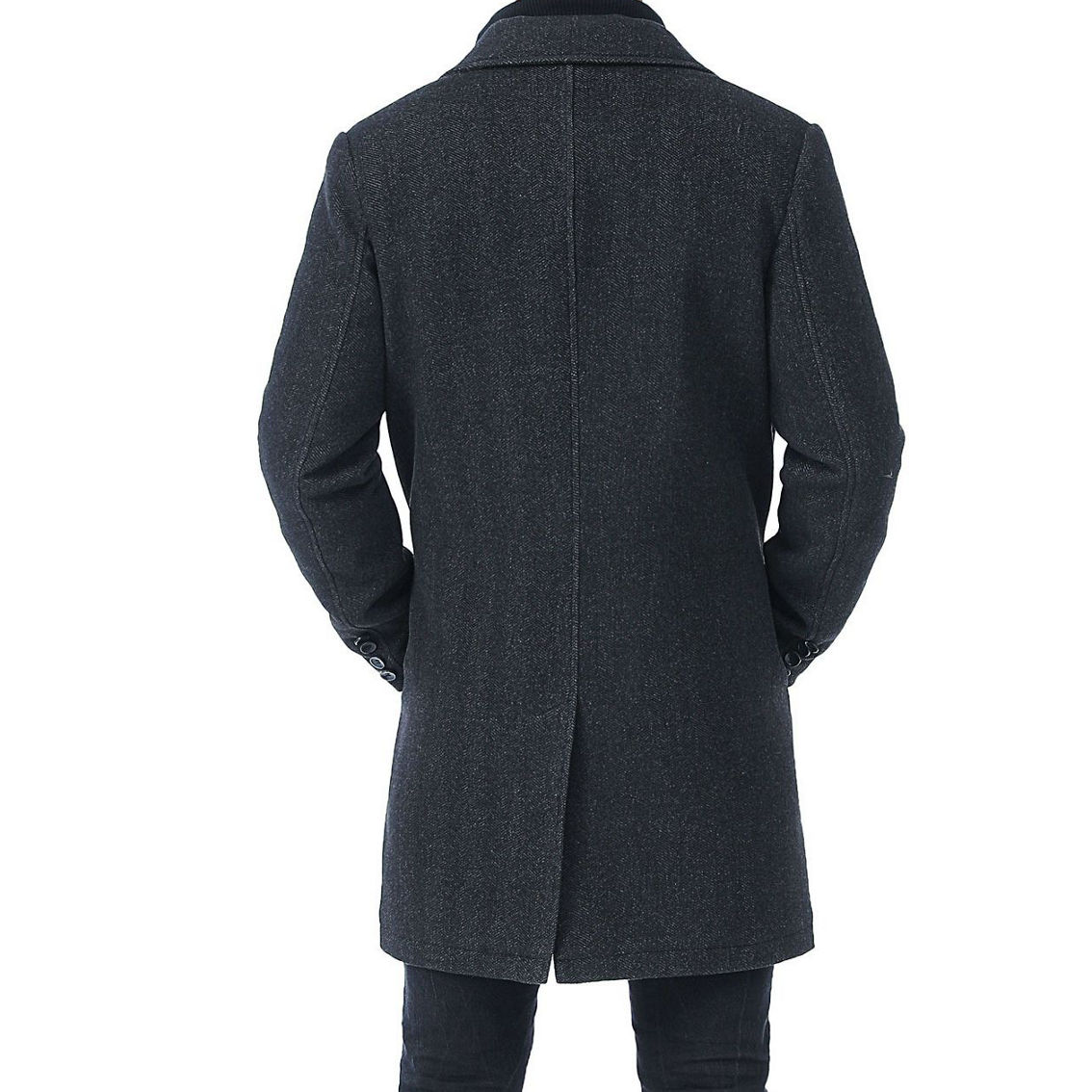 BGSD Men Leon Herringbone Wool Blend Coat with Removable Bib - Big & Tall - Image 5 of 5