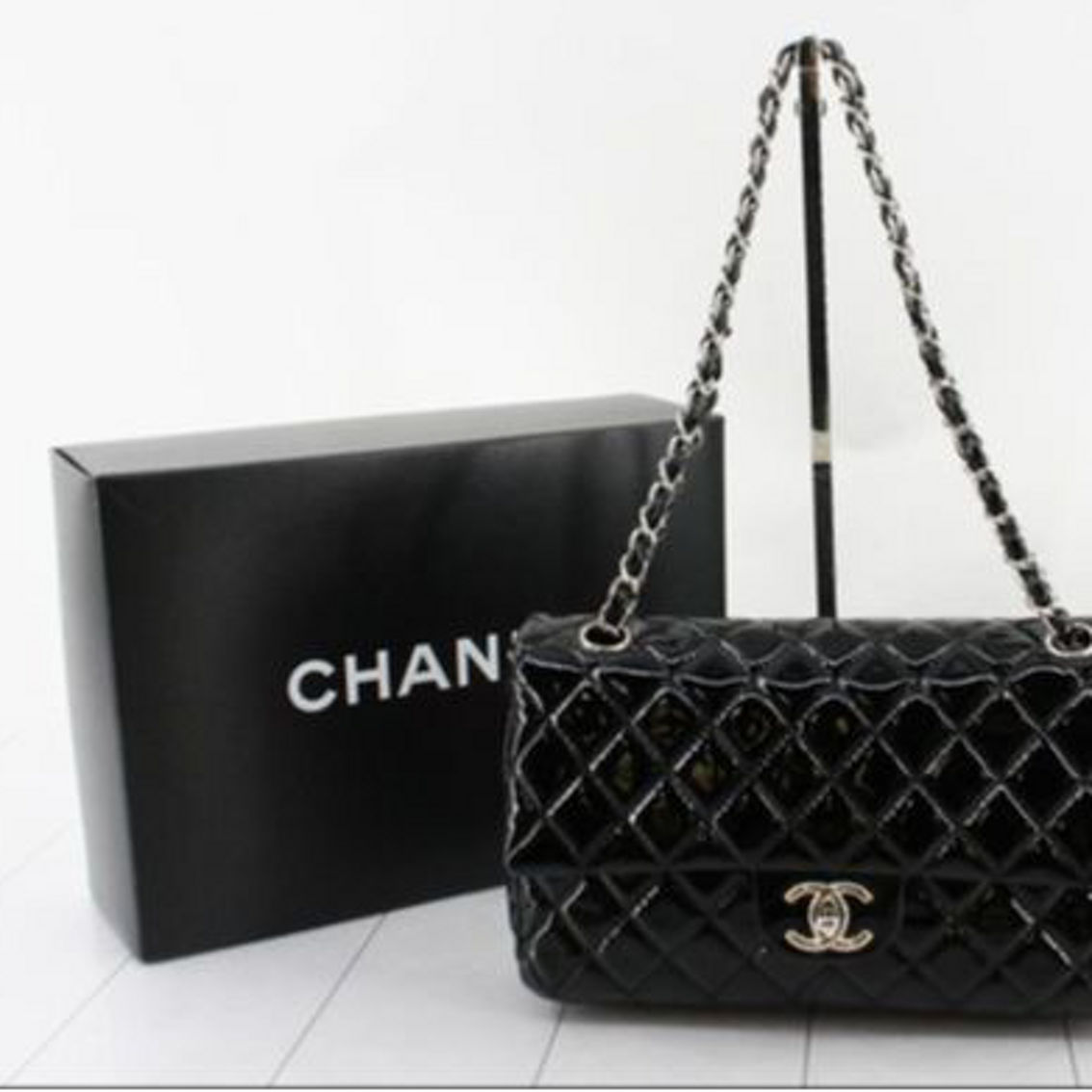 Chanel Black Patent Calf Quilted Calf Leather Medium Classic Double Flap Handbag - Image 1 of 5