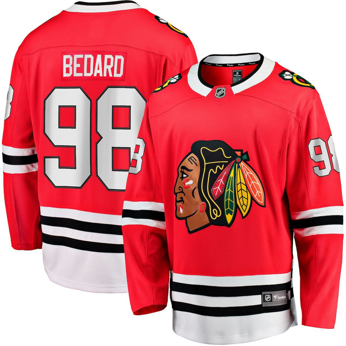 Fanatics Branded Men's Connor Bedard Red Chicago Blackhawks 2023 NHL Draft Home Breakaway Player Jersey - Image 1 of 4