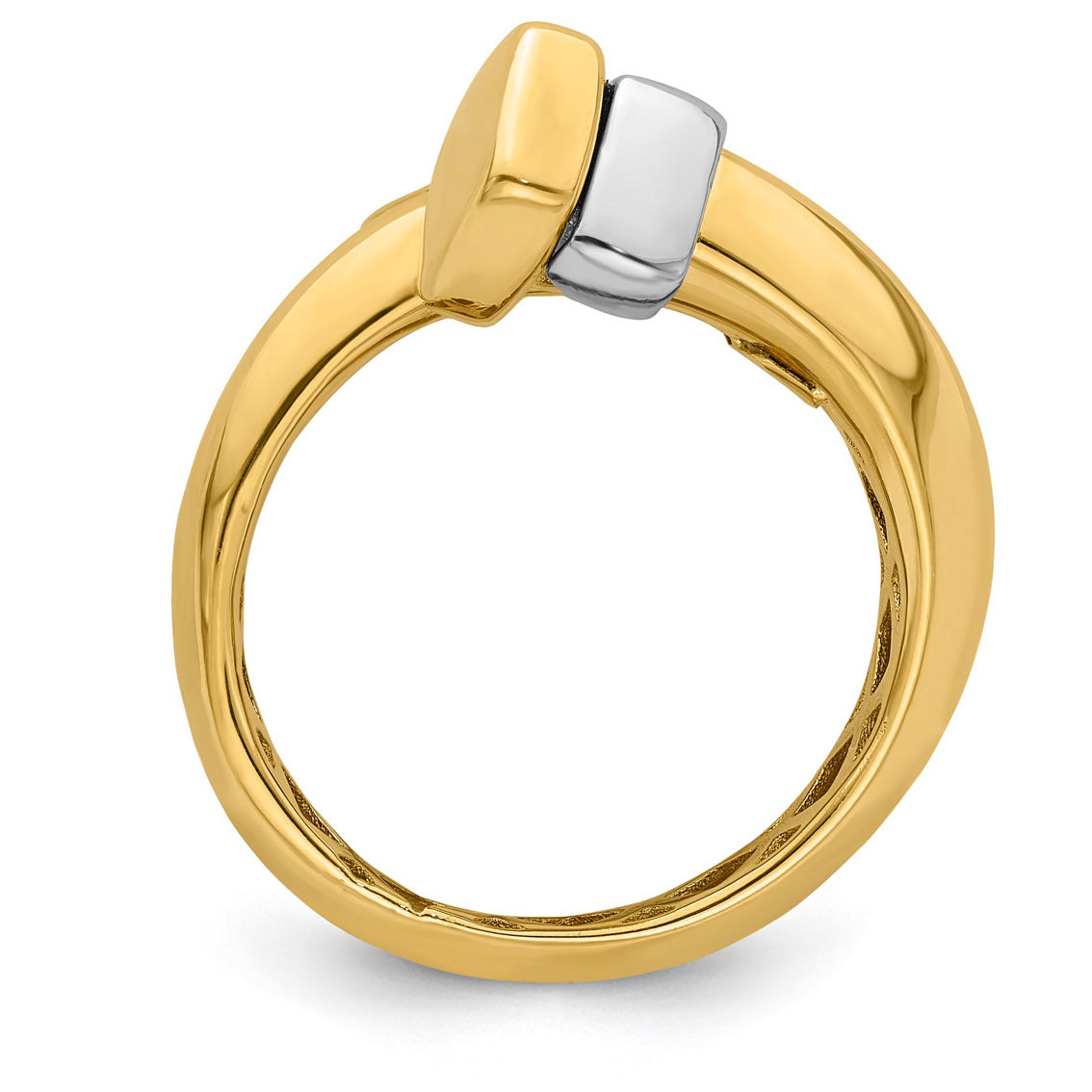 18K Two Tone Gold Italian Elegance SEMI-SOLID BUCKLE WRAP-AROUND RING - Image 2 of 5