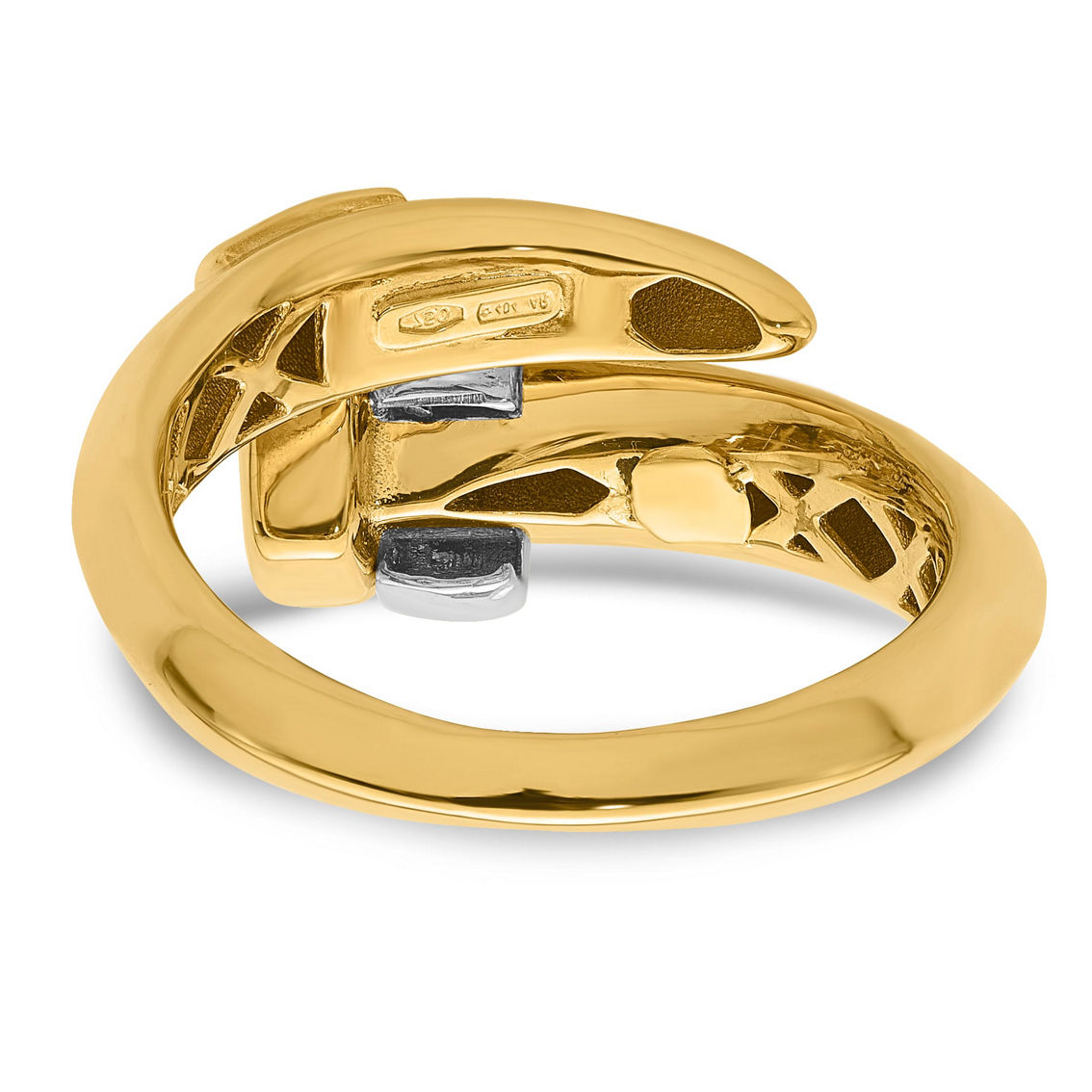 18K Two Tone Gold Italian Elegance SEMI-SOLID BUCKLE WRAP-AROUND RING - Image 4 of 5