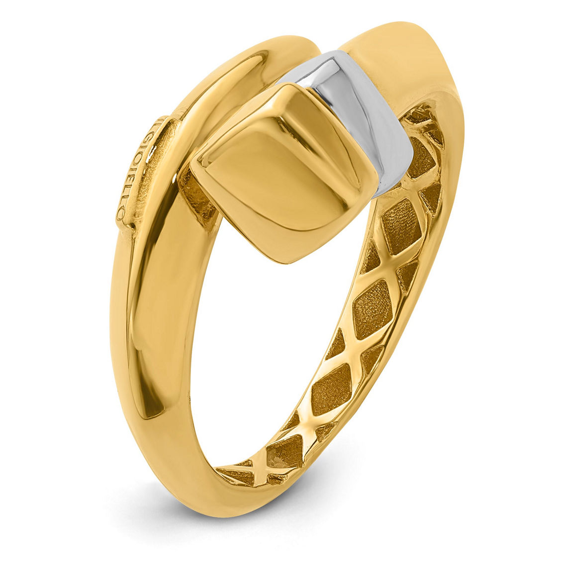 18K Two Tone Gold Italian Elegance SEMI-SOLID BUCKLE WRAP-AROUND RING - Image 5 of 5