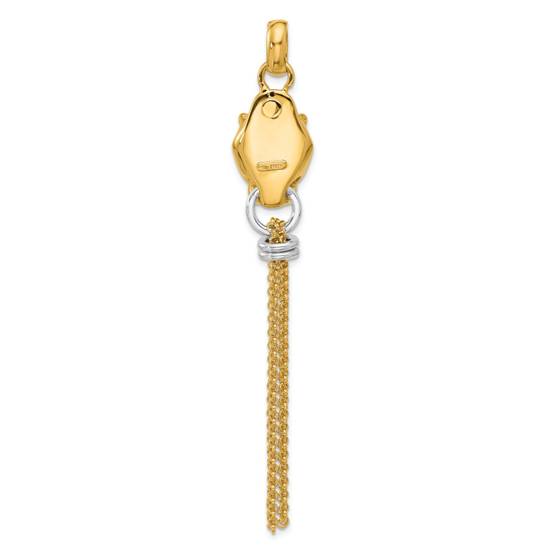 18K Two Tone Gold Italian Elegance SEMI-SOLID PANTHER HEAD CHAIN DANGLE PENDANT - Image 3 of 5