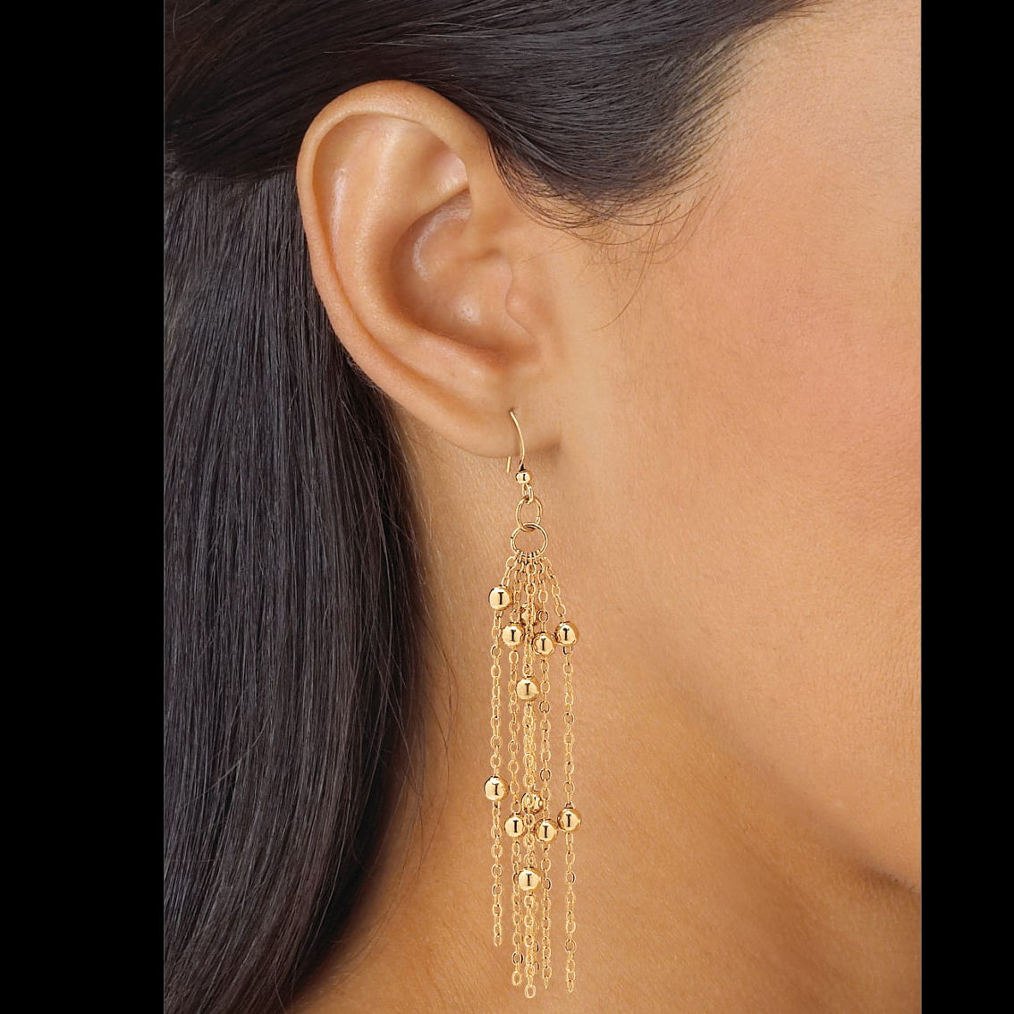 PalmBeach 2 Piece Multi-Chain Station Necklace and Drop Earrings Set Goldtone - Image 3 of 5