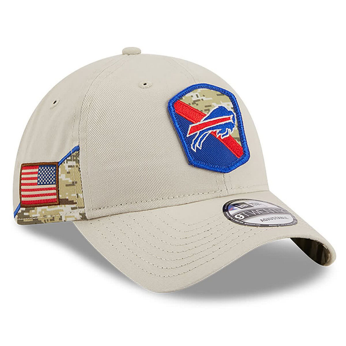 New Era Men's Stone Buffalo Bills 2023 Salute To Service 9TWENTY Adjustable Hat - Image 2 of 4