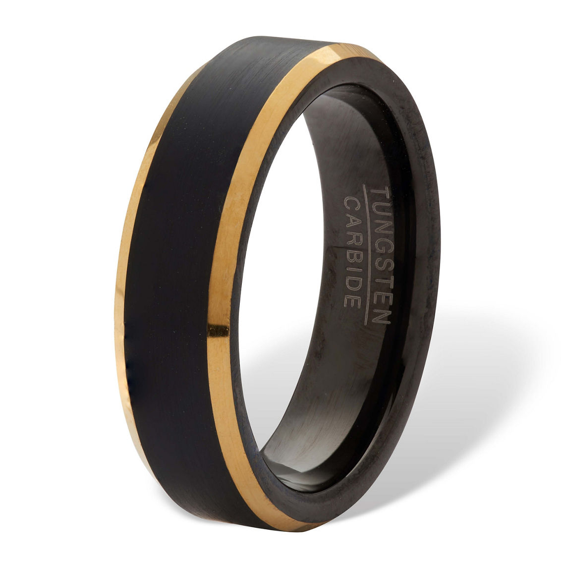 PalmBeach Men's Black Tungsten Matte Finish with Gold-Ion Plating Ring - Image 2 of 5