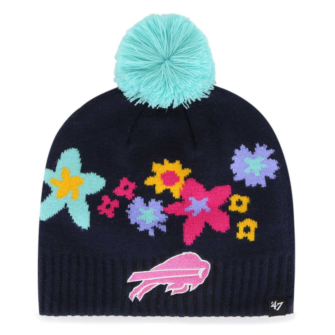 '47 Girls Youth Navy Buffalo Bills Buttercup Knit Beanie with Pom - Image 2 of 3