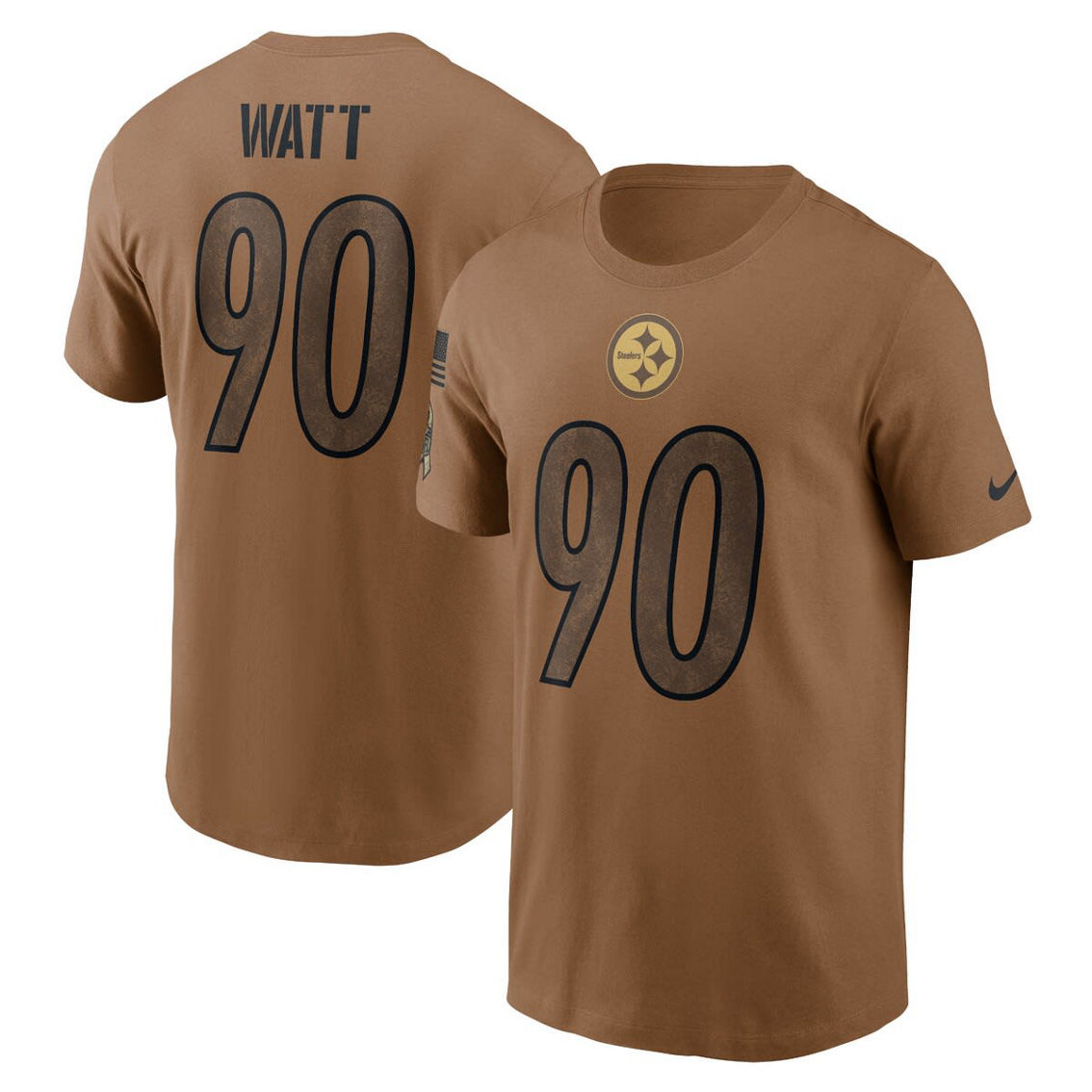 Nike Men's T.J. Watt Brown 2023 Salute To Service Name & Number T-Shirt