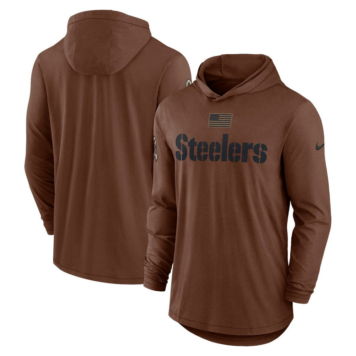 Nike Men's Brown 2023 Salute To Service Lightweight Long Sleeve Hoodie T-Shirt - Image 1 of 4