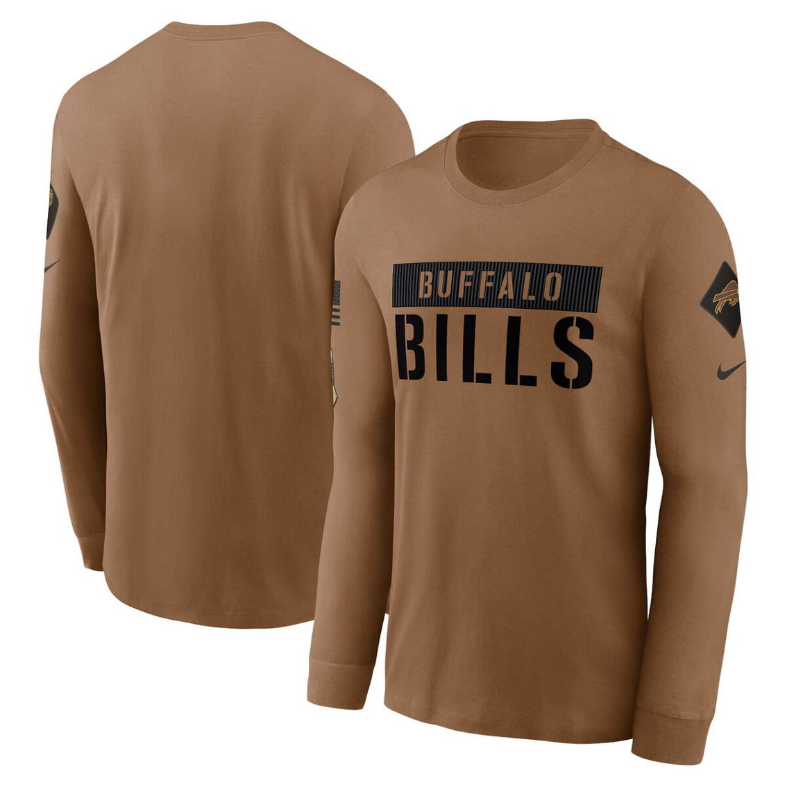 Nike Men's Brown Buffalo Bills 2023 Salute To Service Long Sleeve T-Shirt - Image 2 of 4