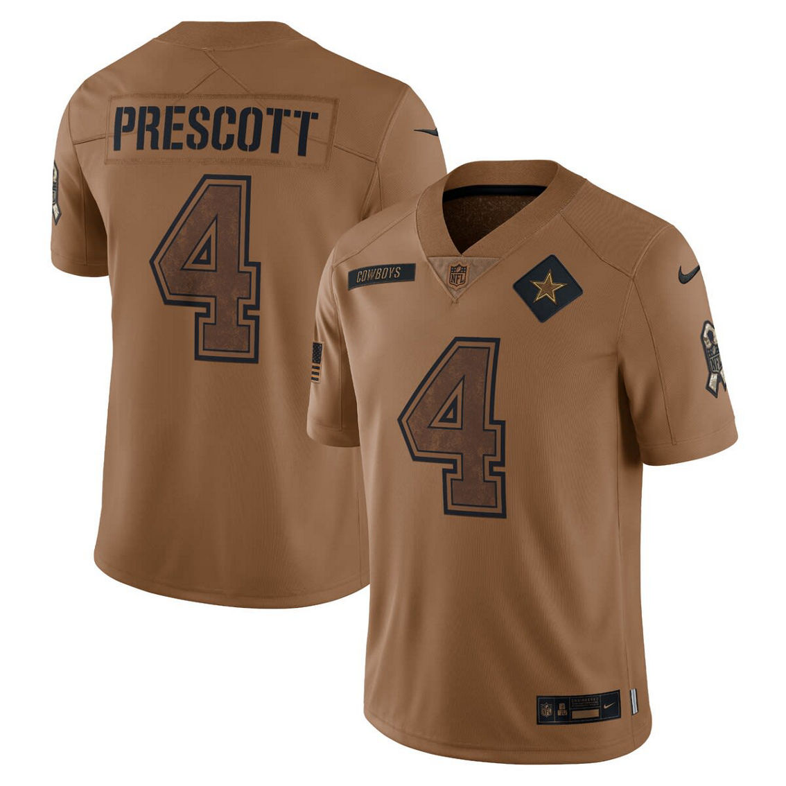 Nike Men's Dak Prescott Brown Dallas Cowboys 2023 Salute To Service Limited Jersey - Image 1 of 4