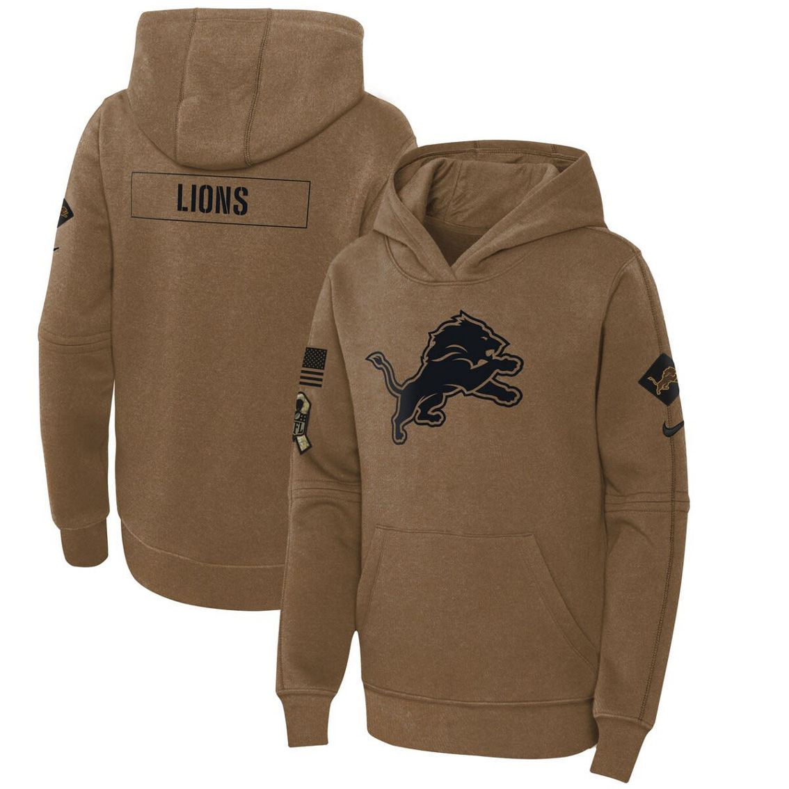 Nike Youth Brown Detroit Lions 2023 Salute to Service Club Fleece Pullover Hoodie - Image 1 of 4