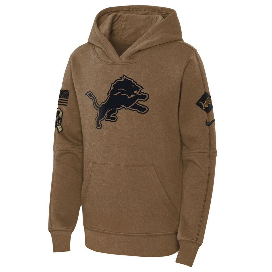 Nike Youth Brown Detroit Lions 2023 Salute to Service Club Fleece Pullover Hoodie - Image 3 of 4