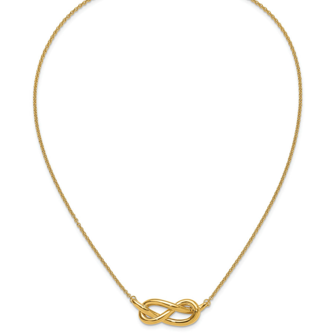 18K Gold Italian Elegance SEMI-SOLID CURVED BAR WITH KNOT NECKLACE 17