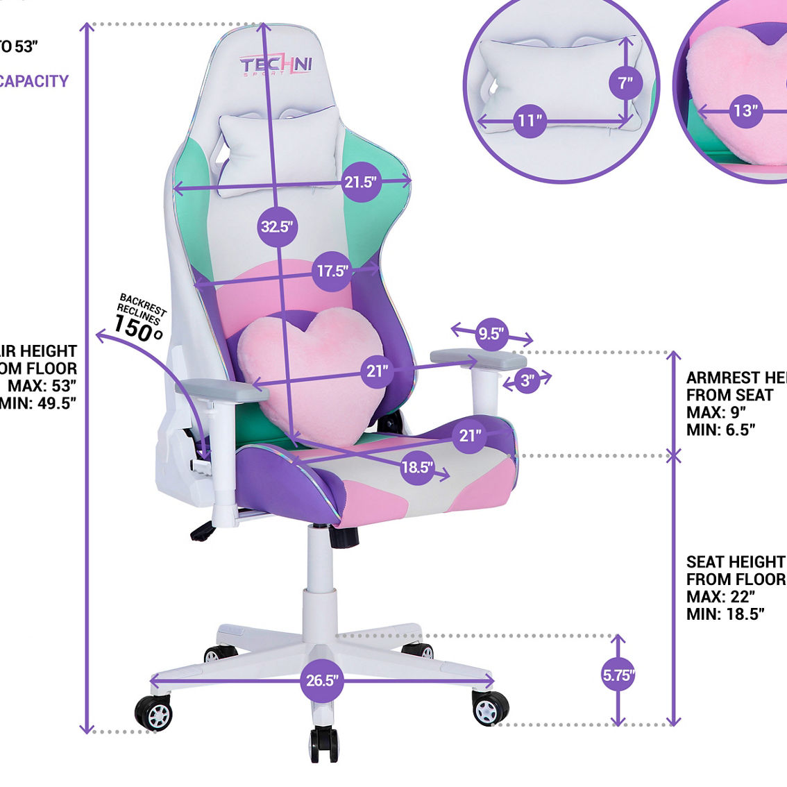 Techni Sport TS-42 Office-PC Gaming Chair, Kawaii - Image 5 of 5