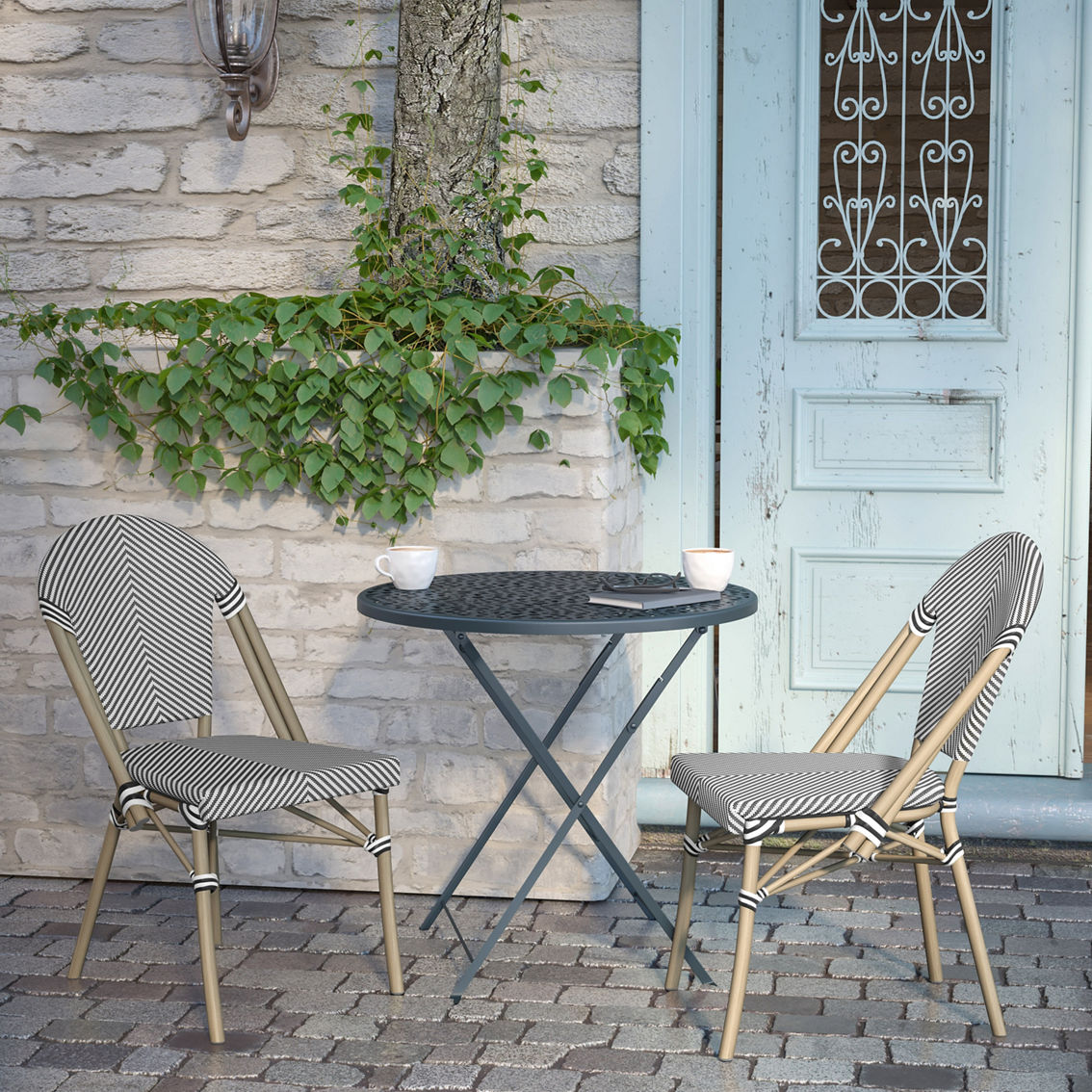 Flash Furniture 2 Pack French Bistro Stacking Chairs - Image 2 of 5