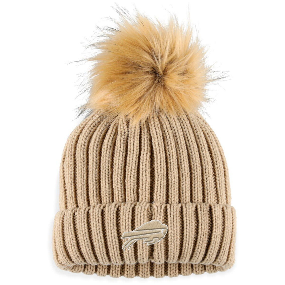 WEAR by Erin Andrews Women's Natural Buffalo Bills Neutral Cuffed Knit Hat with Pom