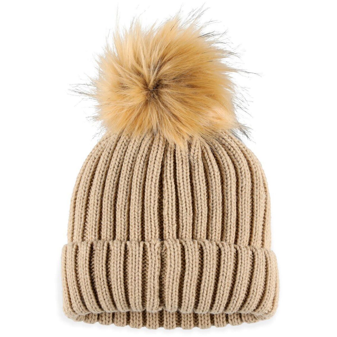 WEAR by Erin Andrews Women's Natural Buffalo Bills Neutral Cuffed Knit Hat with Pom - Image 3 of 3