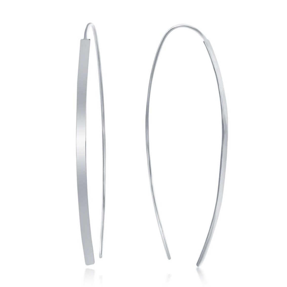 Bella Silver Sterling Silver Curved Thin Flat Bar Threader Earrings - Image 1 of 2