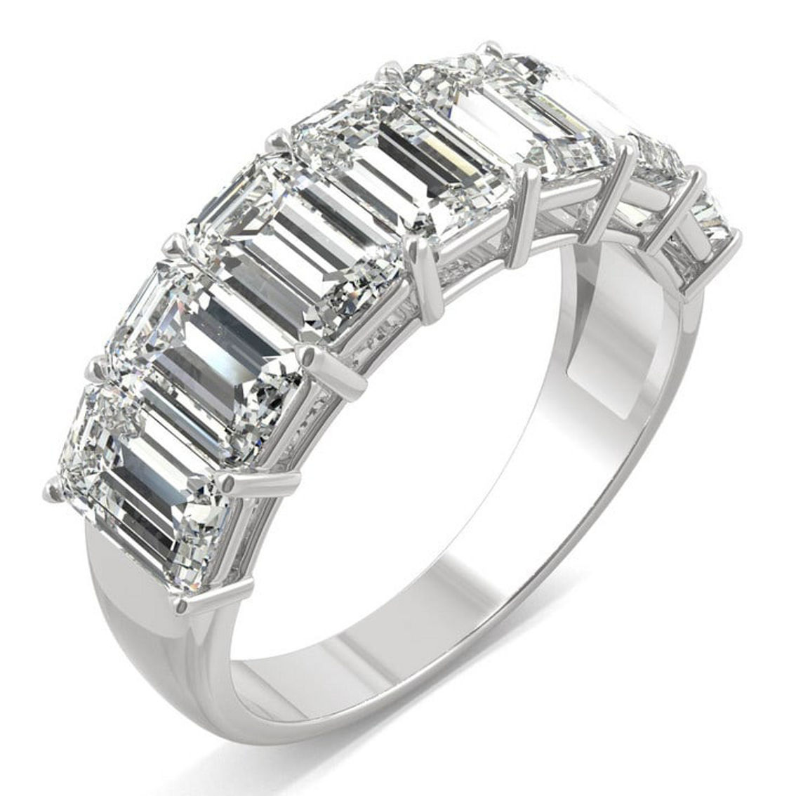 Charles & Colvard 4.06cttw Moissanite Emerald Cut Eternity Band in 14k White Gold - Image 2 of 5