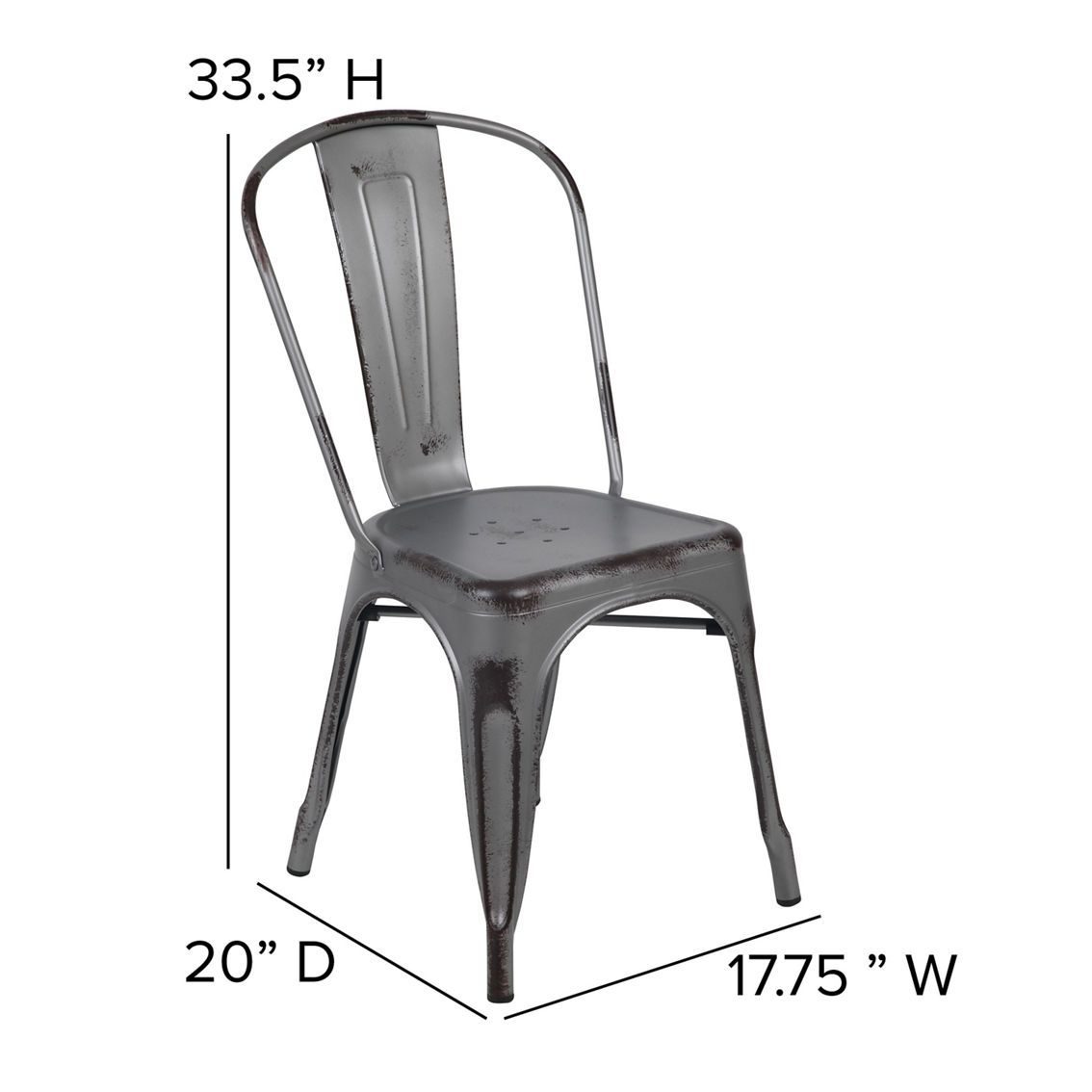 Flash Furniture 4 Pack Distressed Metal Indoor-Outdoor Chair - Image 5 of 5