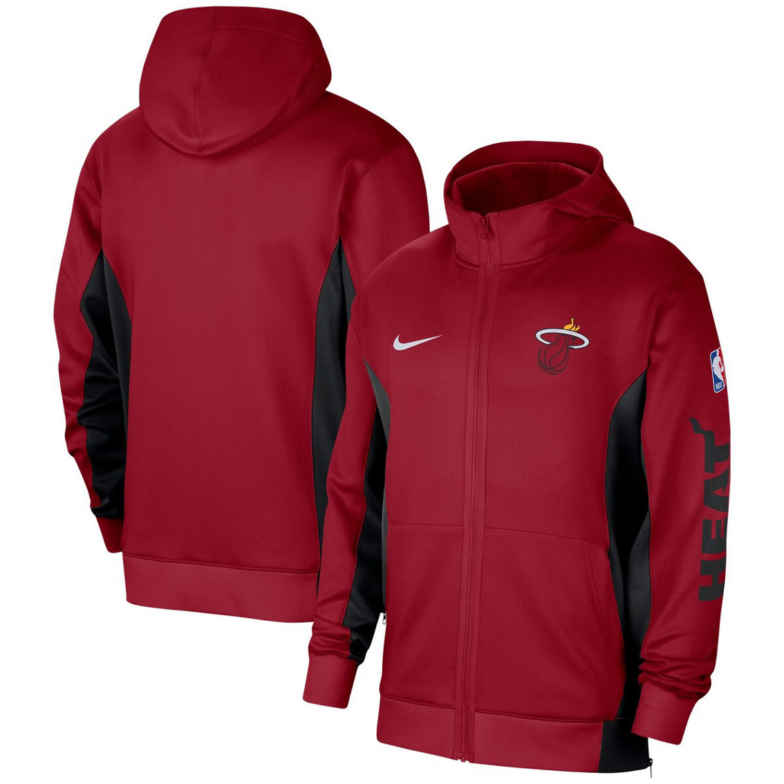 Nike Men's Red Miami Heat 2023/24 Authentic Showtime Full-Zip Hoodie - Image 2 of 4
