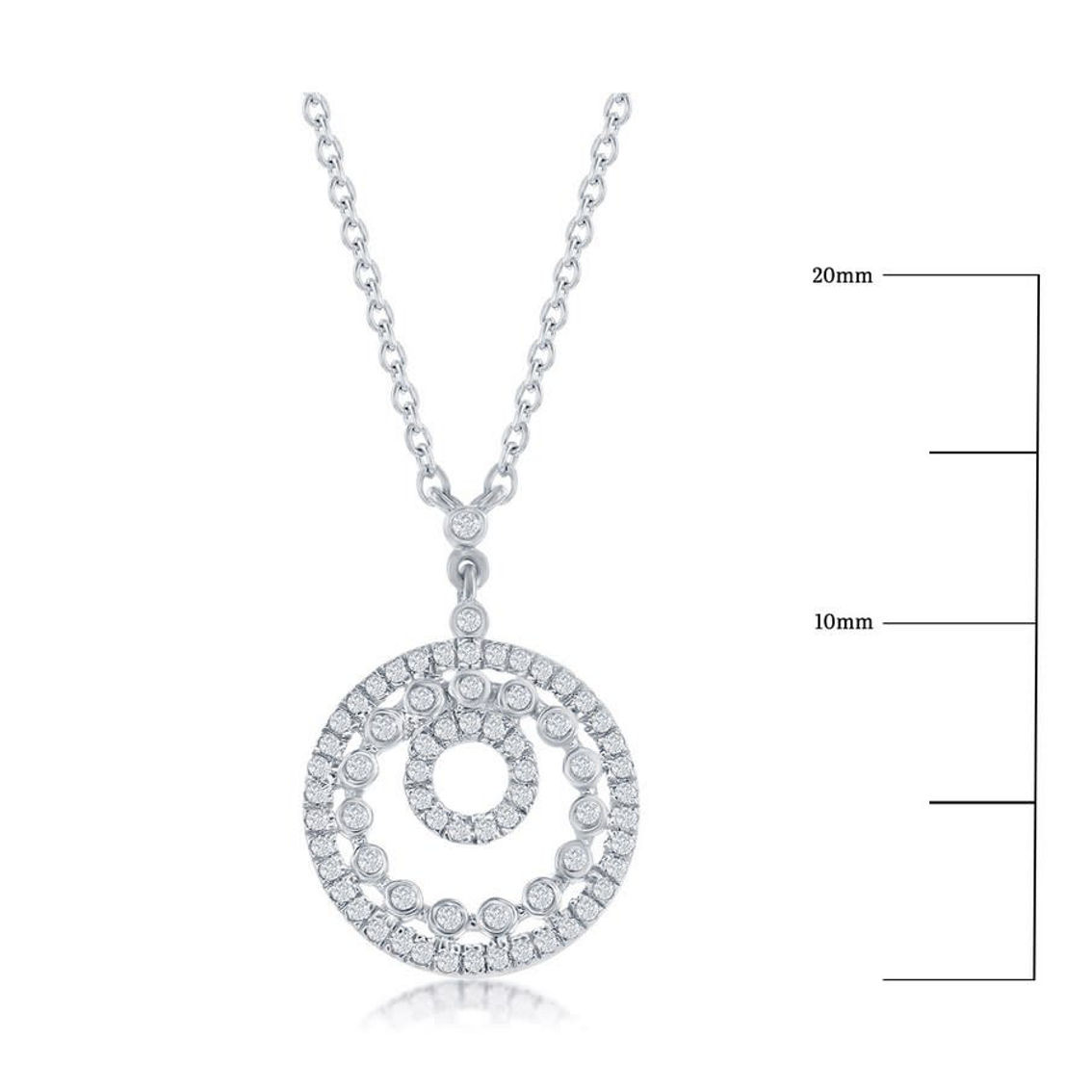 Diamonds D'Argento  Sterling Silver Open Circles Diamond Necklace - (68 Stones) - Image 2 of 3