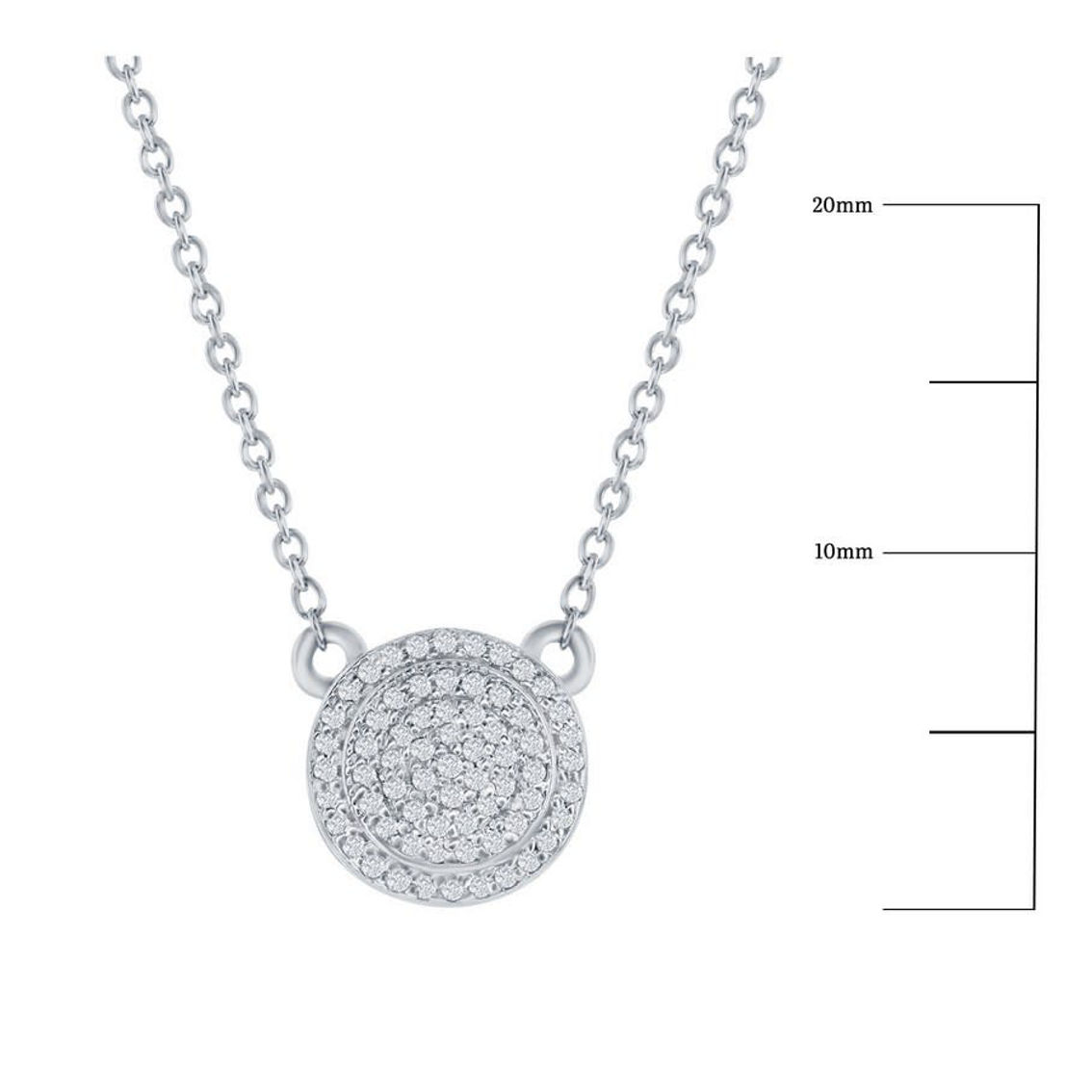 Diamonds D'Argento  Sterling Silver Round Halo Diamond Necklace - (59 Stones) - Image 2 of 3