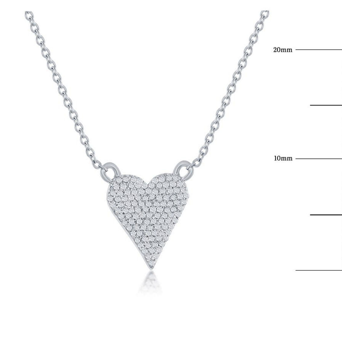 Diamonds D'Argento  Sterling Silver Heart Design Diamond Necklace - (107 Stones) - Image 2 of 3