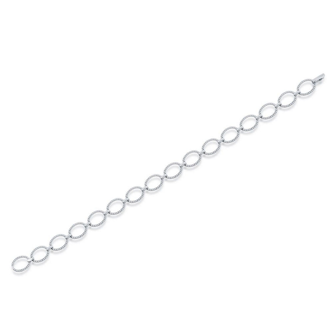 Diamonds D'Argento Sterling Silver Open Oval Diamond Bracelet - (352 Stones) - Image 2 of 3