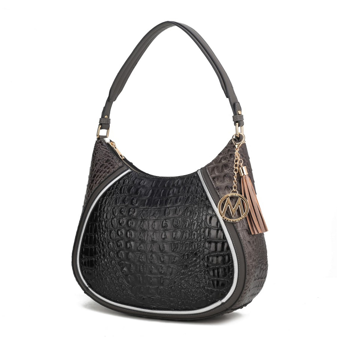 Naira Vegan Crocodile Leather Woman Hobo Shoulder Handbag - Image 1 of 5