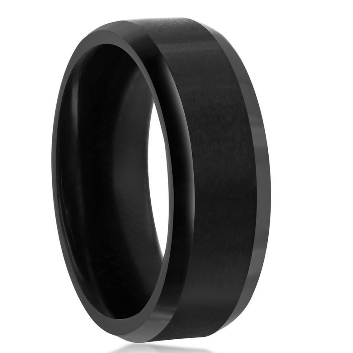 Brushed and Polished Black 8mm Tungsten Ring - Image 2 of 3