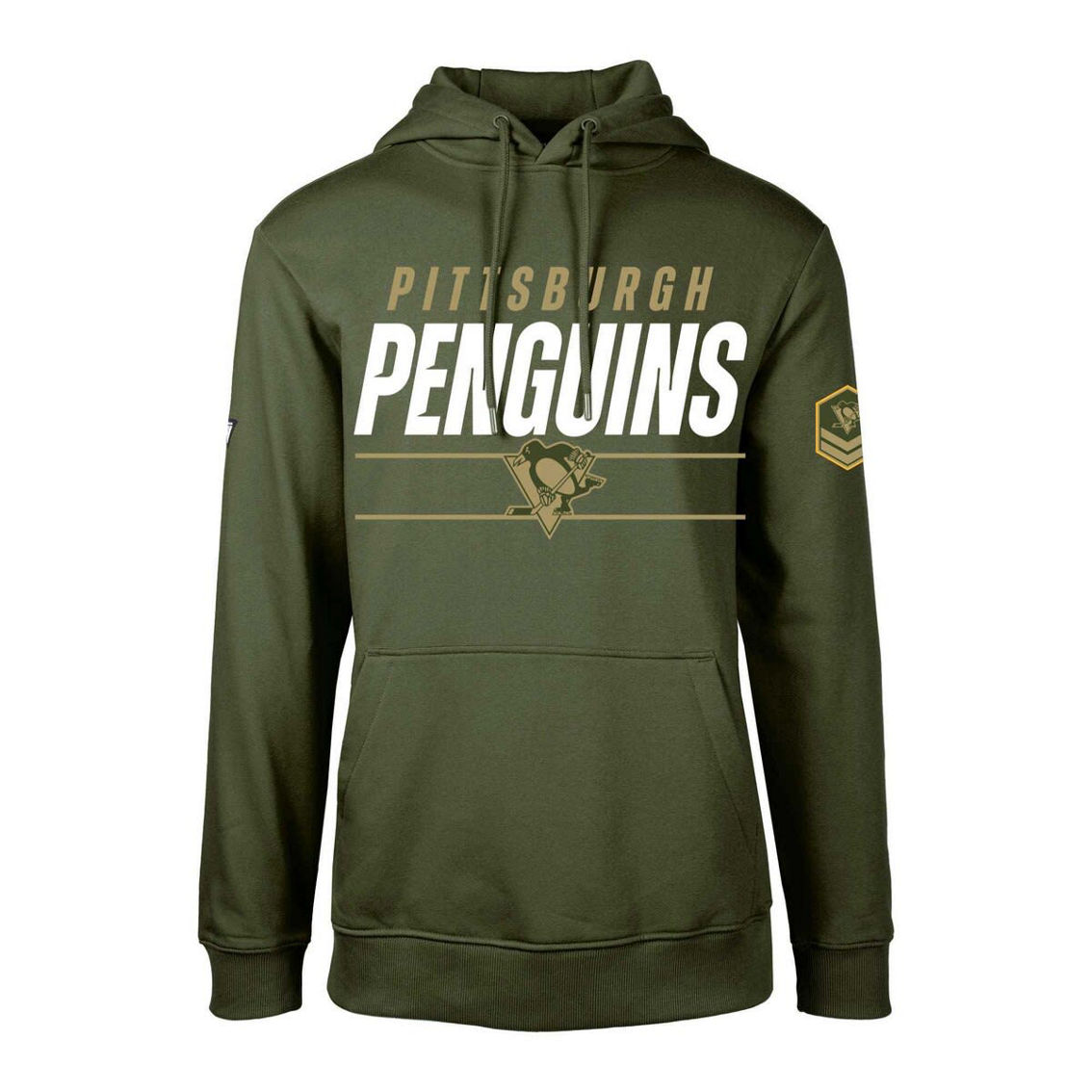 Levelwear Men's Olive Pittsburgh Penguins Podium Fleece Pullover Hoodie - Image 2 of 2