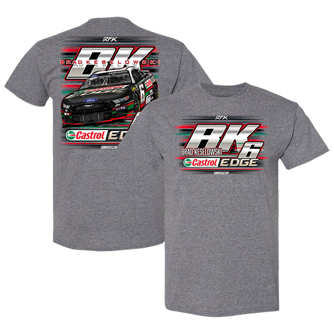 RFK Racing Men's RFK Racing Heather Gray Brad Keselowski Castrol Edge Car T-Shirt - Image 2 of 4