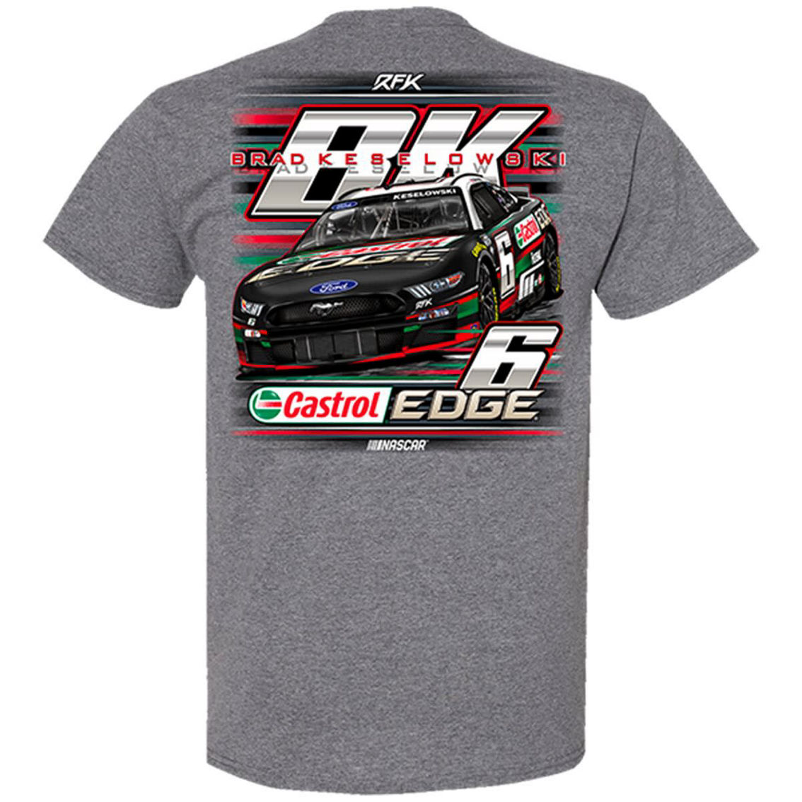 RFK Racing Men's RFK Racing Heather Gray Brad Keselowski Castrol Edge Car T-Shirt - Image 3 of 4