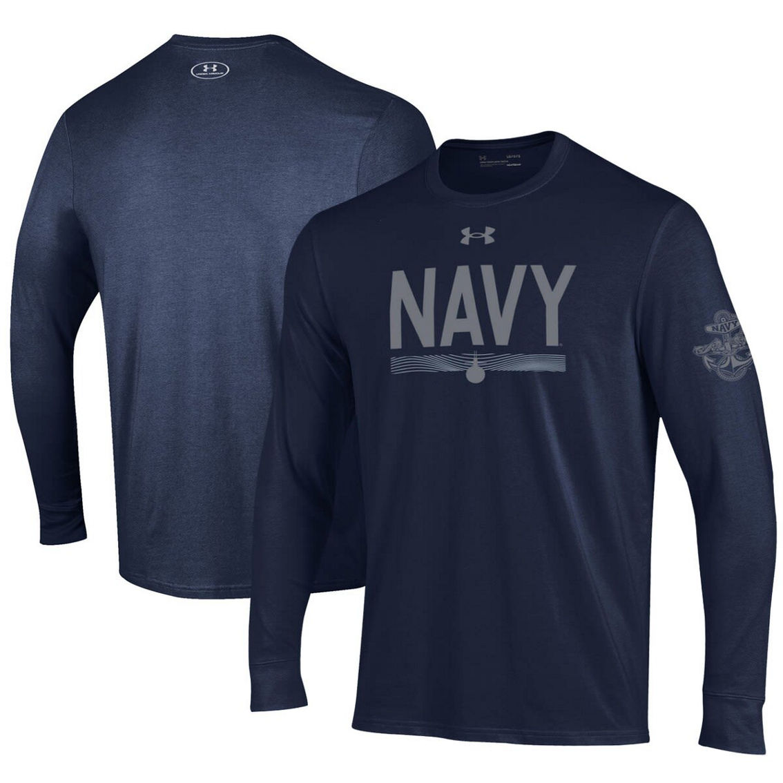 Under Armour Men's Navy Navy Midshipmen Silent Service Sub Long Sleeve T-Shirt - Image 2 of 4