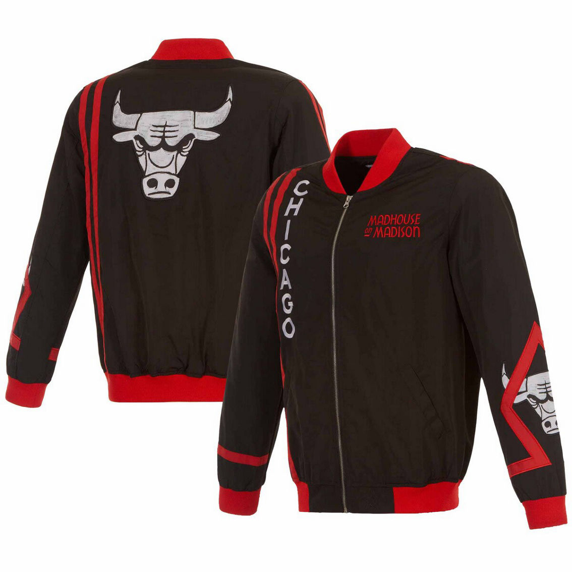 JH Design Men's Black Chicago Bulls 2023/24 City Edition Full-Zip Bomber Jacket - Image 2 of 4